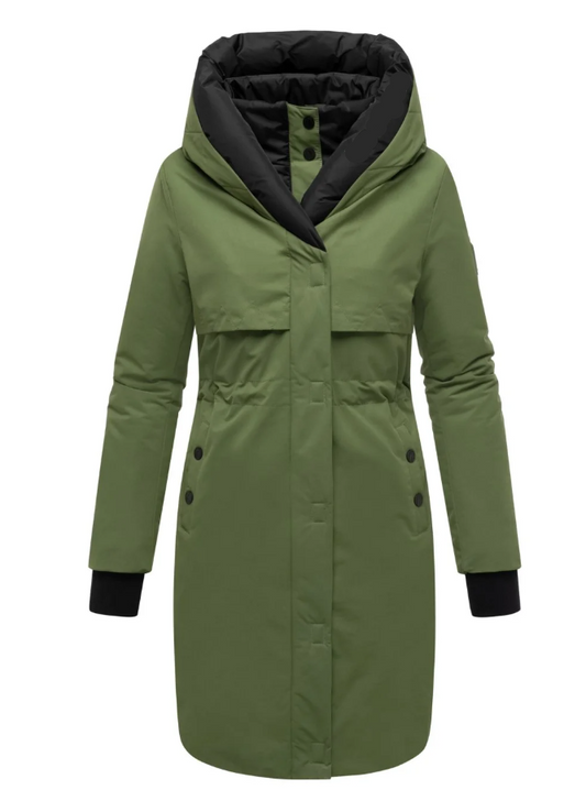 Damen Winterjacke mit Kapuze – Warm gefüttert, windabweisend & taillierbar