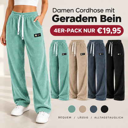 Bestseller 🏆 Einfarbige Cordhose für Damen mit geradem Bein