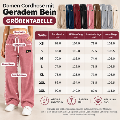 Bestseller 🏆 Einfarbige Cordhose für Damen mit geradem Bein