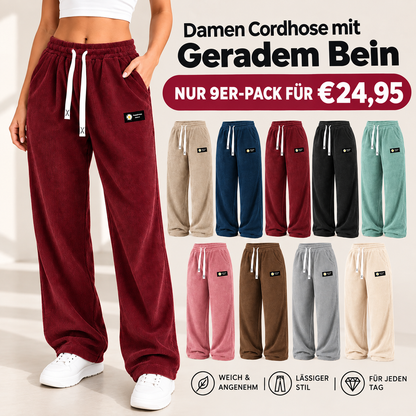 Bestseller 🏆 Einfarbige Cordhose für Damen mit geradem Bein
